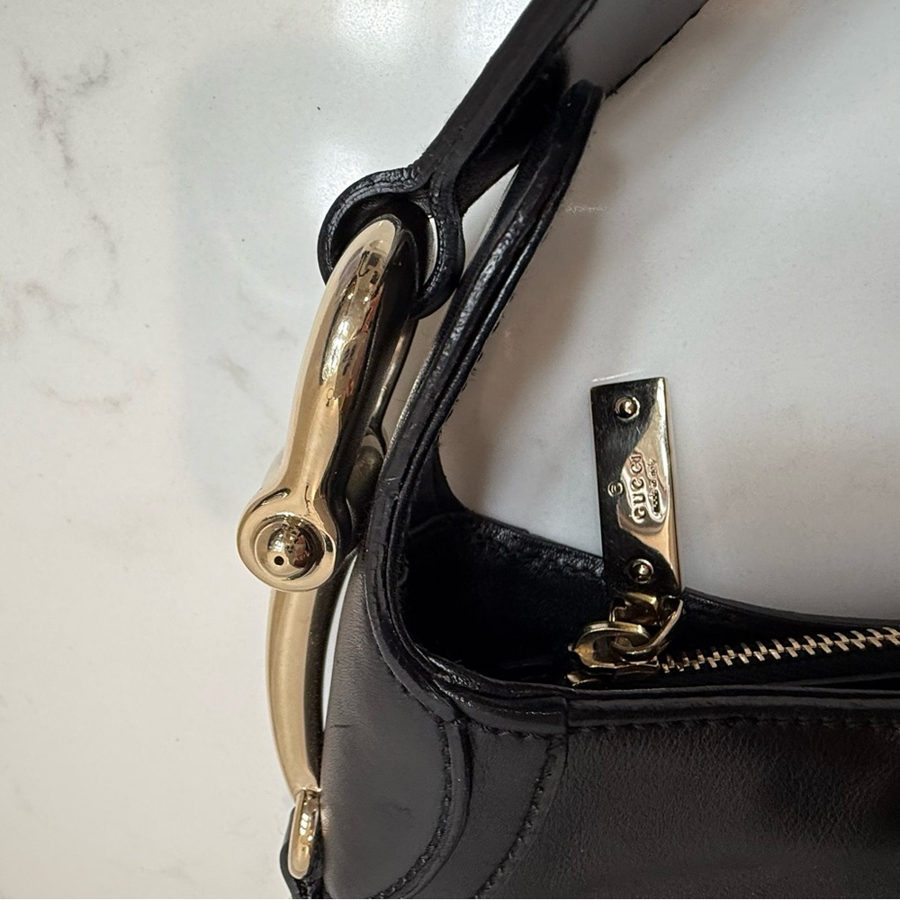 Gucci horsebit Black Leather Creole Shoulder Bag - Picture 13 of 14